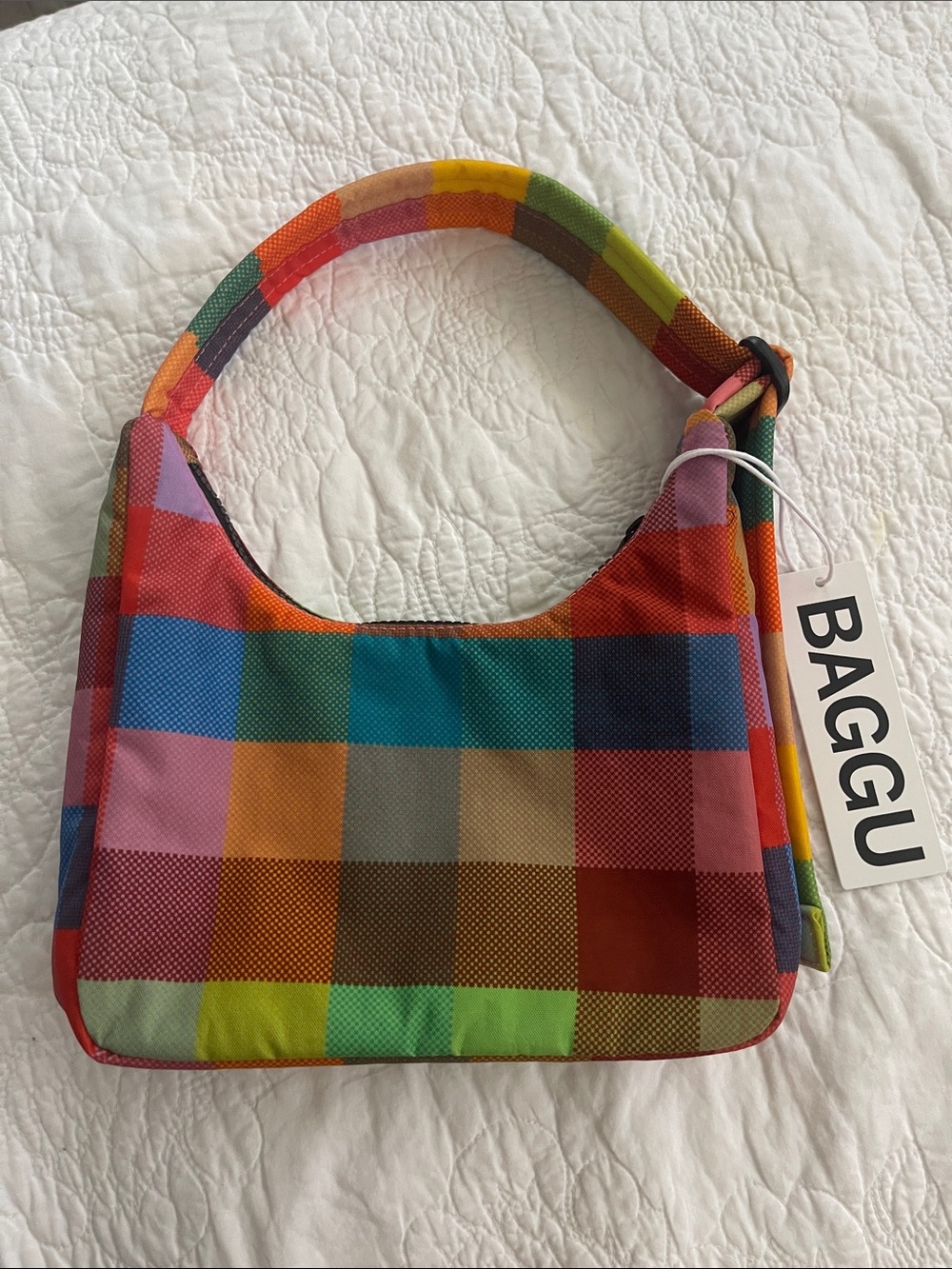 BAGGU Madras Mini Nylon Shoulder Bag